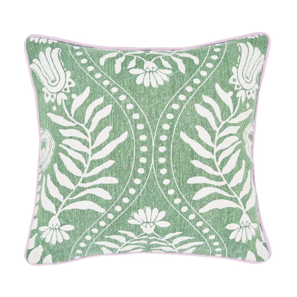 Trellis Flowers Cushion by Joules in Green